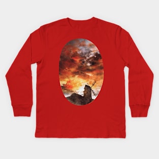 Windmill and the Sunset Sky Kids Long Sleeve T-Shirt